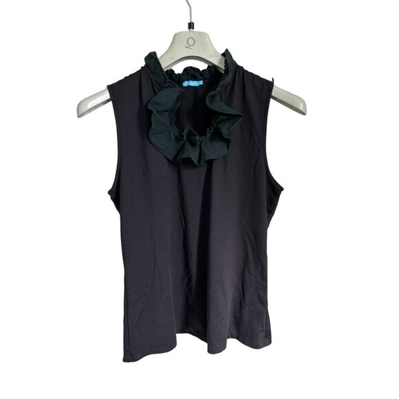 J. McLaughlin Ruffled Top Short Sleeve Shirt Blouse Size Large - Picture 2 of 7